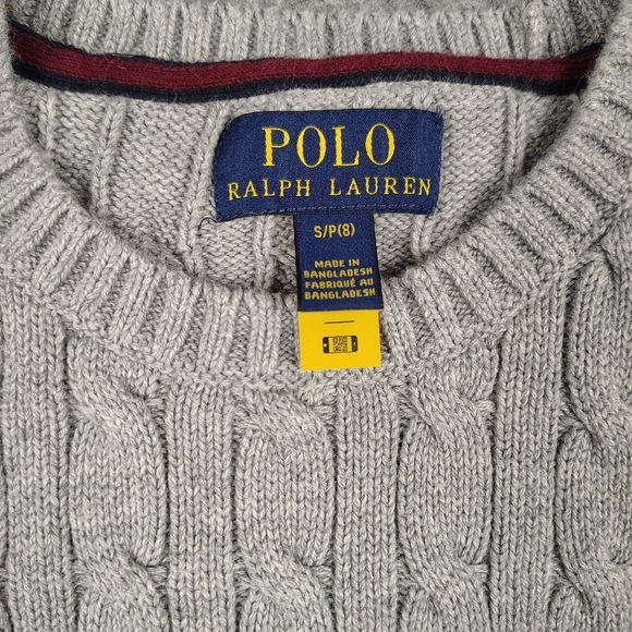 Polo Ralph Lauren Knit Cotton Crew Neck Sweater Sm Gray - Picture 4 of 5